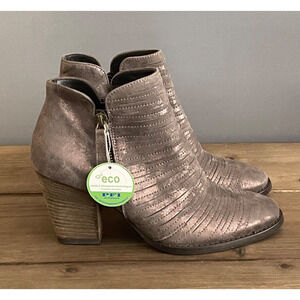 Paul Green Women's Malibu Sliced Zip Boots Size 6 US Earth Metallic Leather